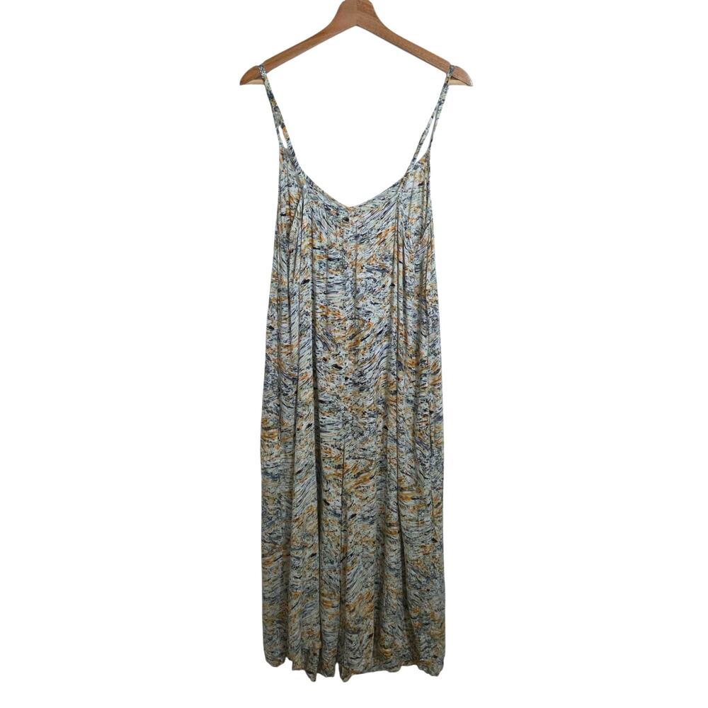 World Market Boho Baggy Fit Wide Crop Leg Jumpsuit Soft Rayon Pockets LARGE/XL - Picture 5 of 12